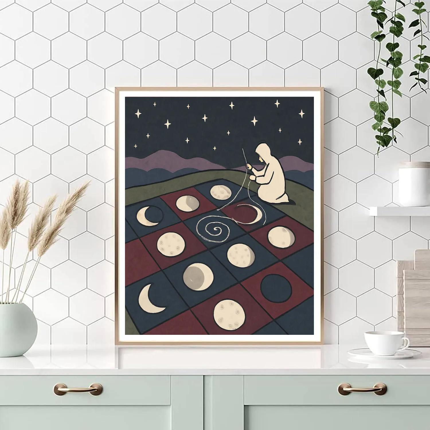 Moon Threaded Into The Stargazers Quilt Paint by numbers art