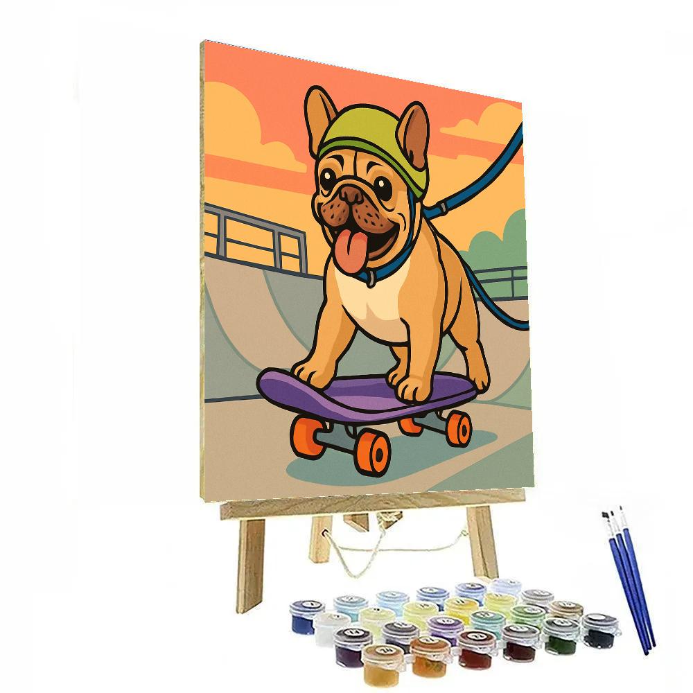 Skatepark Sunset With Dog Companion DIY paint by numbers