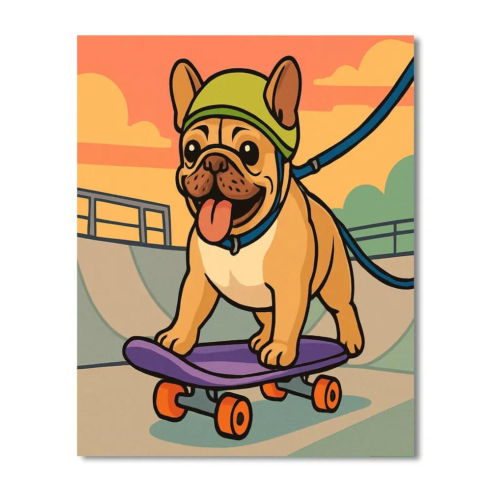 Skatepark Sunset With Dog Companion DIY paint by numbers