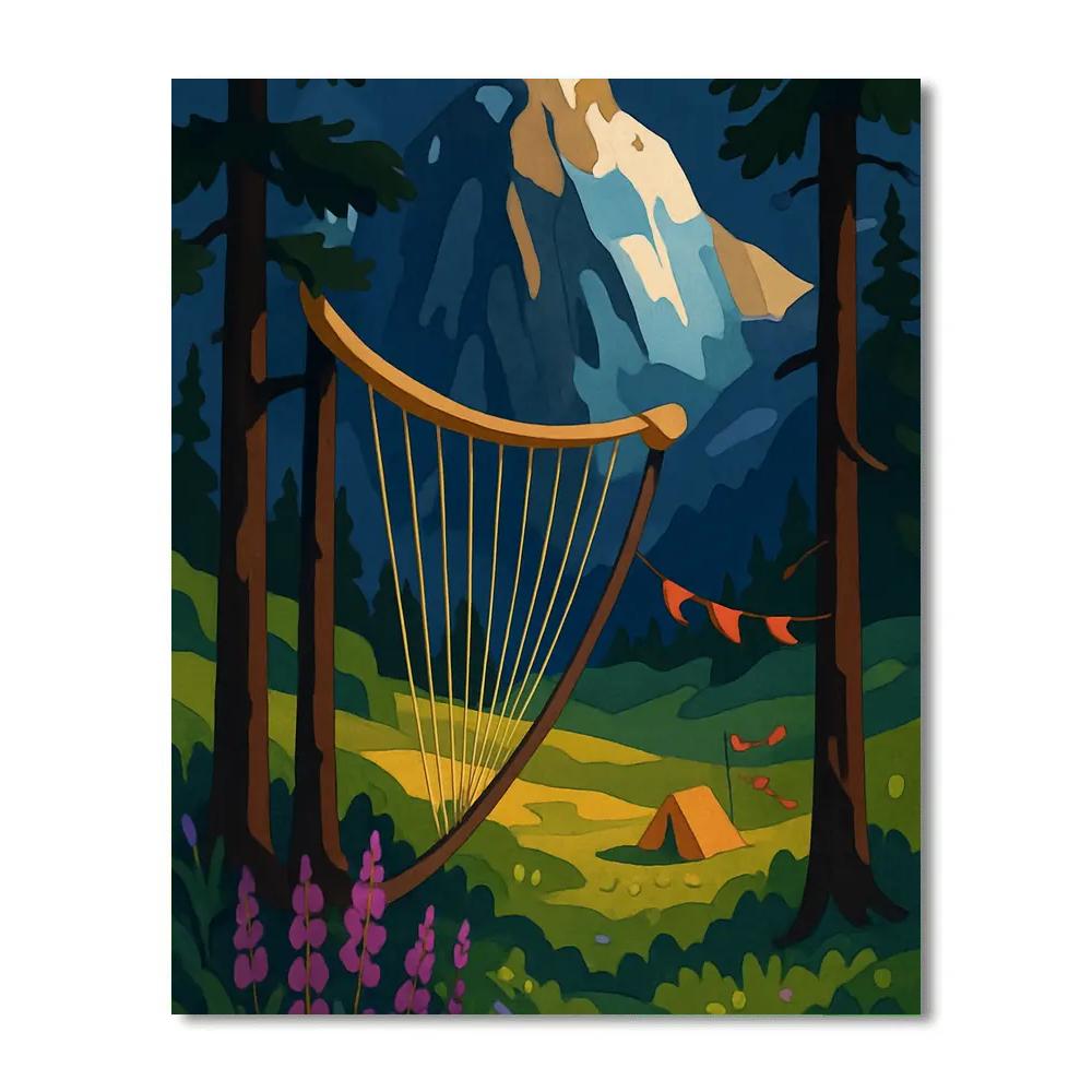 Wind Harp Valley With Mountain Backdrop Numbered painting kits
