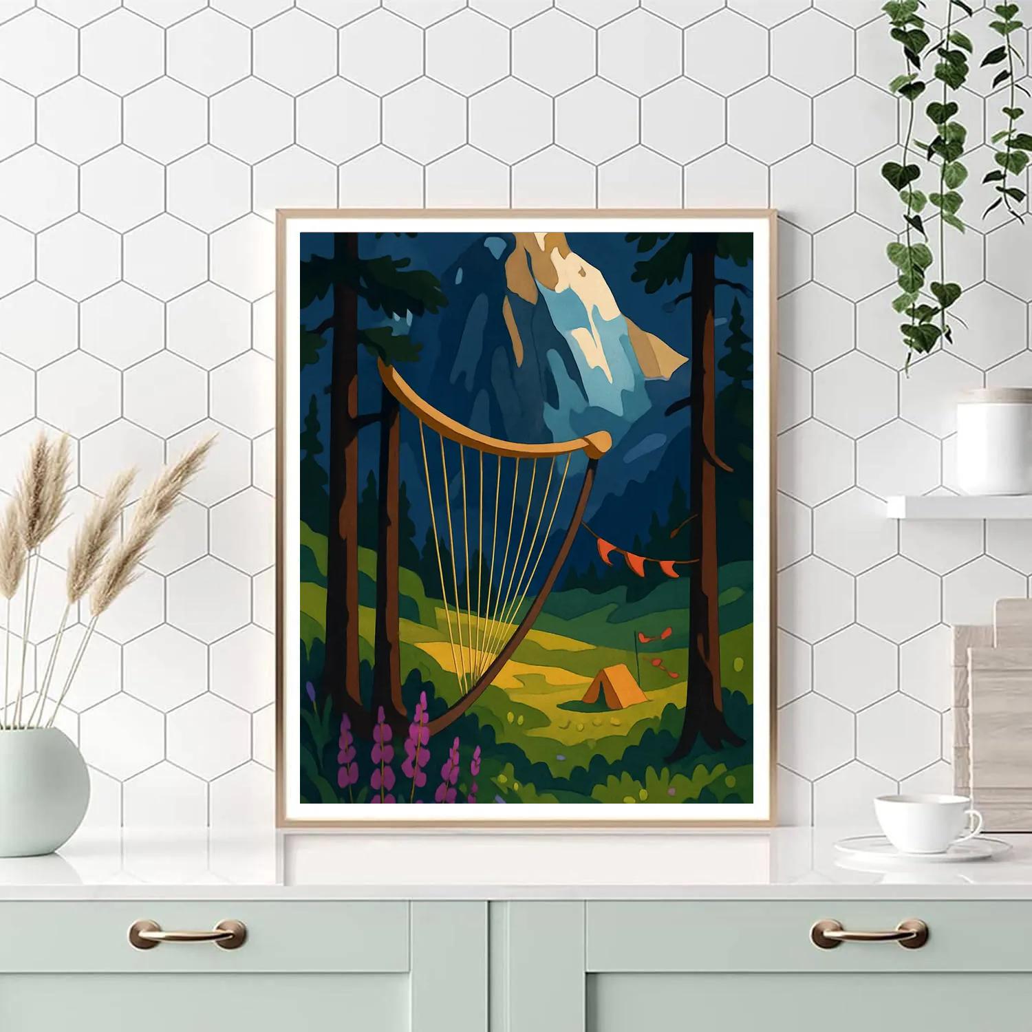 Wind Harp Valley With Mountain Backdrop Numbered painting kits