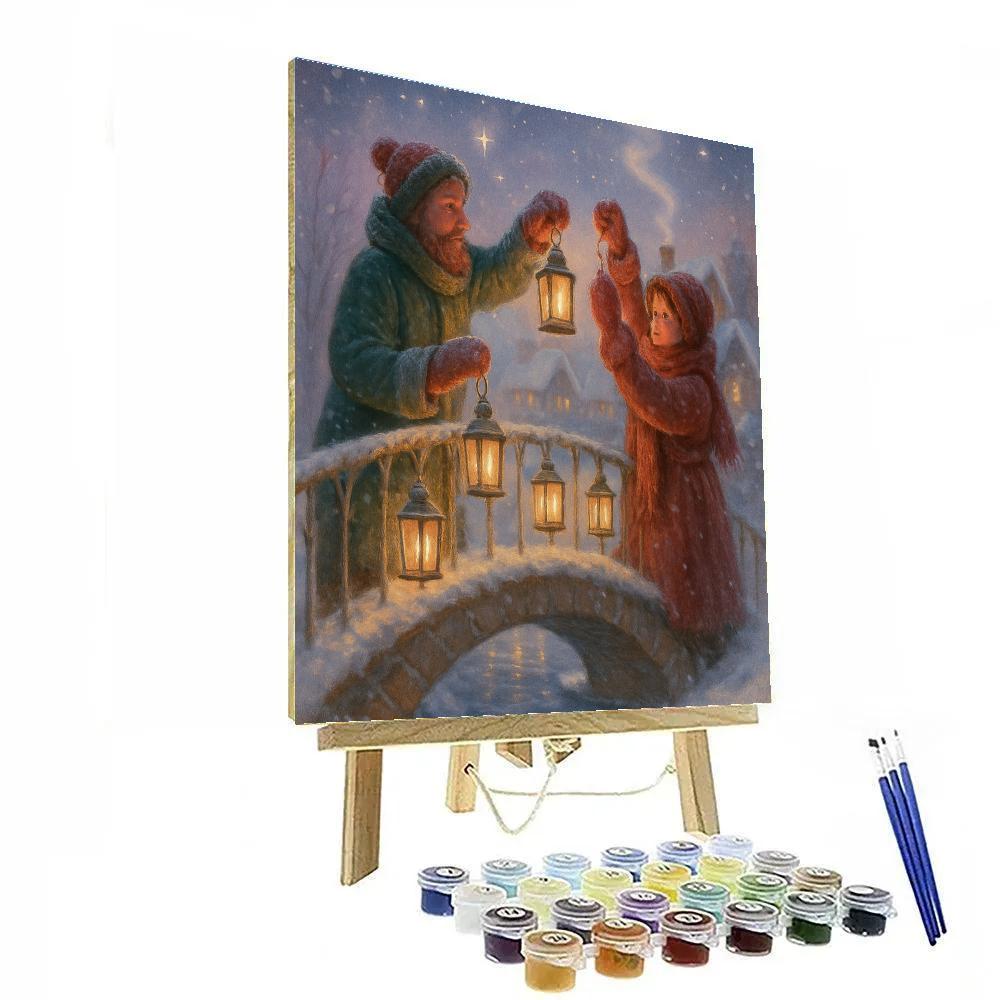 The Lantern Makers Snowy Bridge paint by number