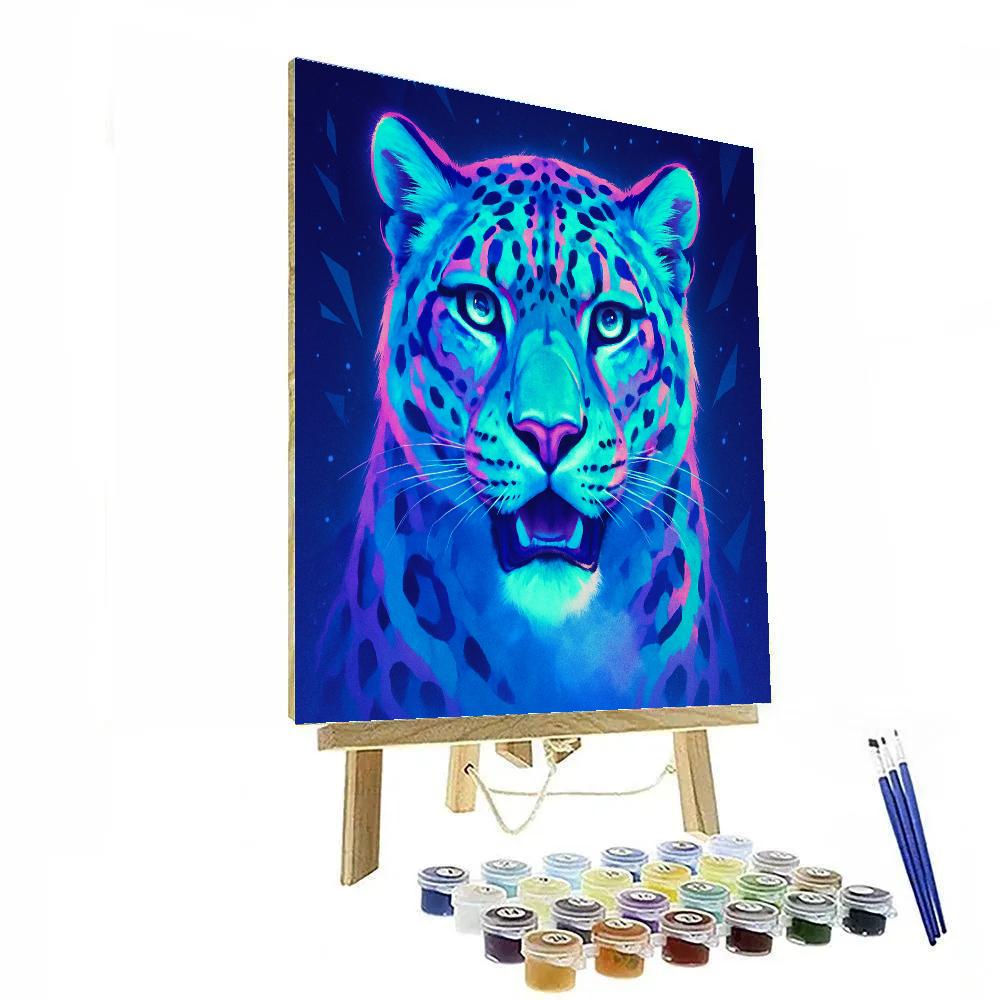 Neon Glacier Snow Leopard Painting by numbers kit
