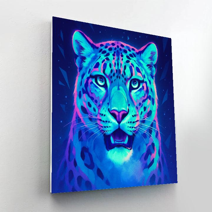 Neon Glacier Snow Leopard Painting by numbers kit