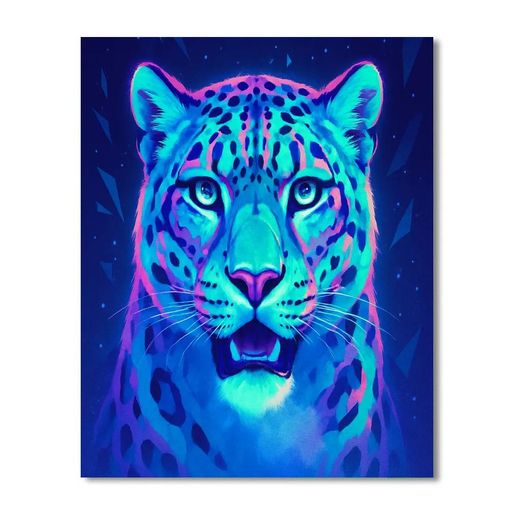 Neon Glacier Snow Leopard Painting by numbers kit