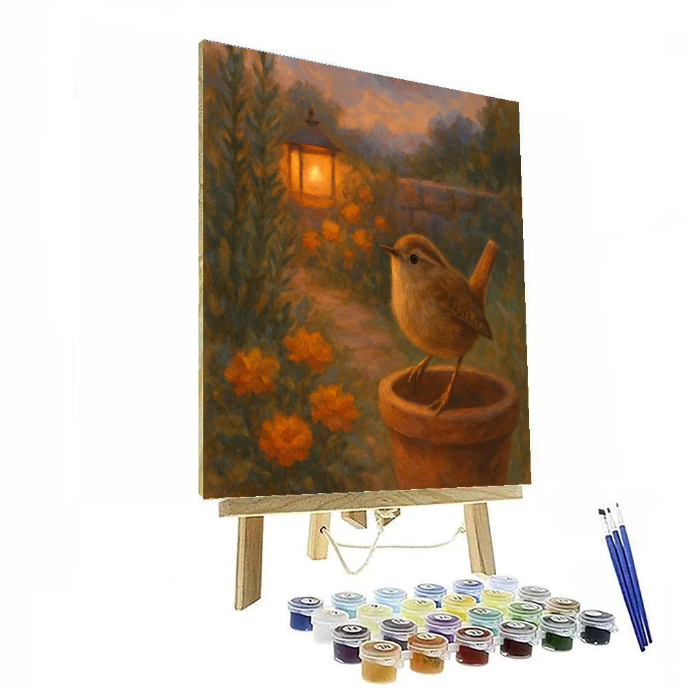 Lantern Light On The Wren Cottage Garden Number painting