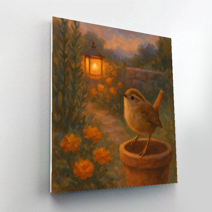 Lantern Light On The Wren Cottage Garden Number painting