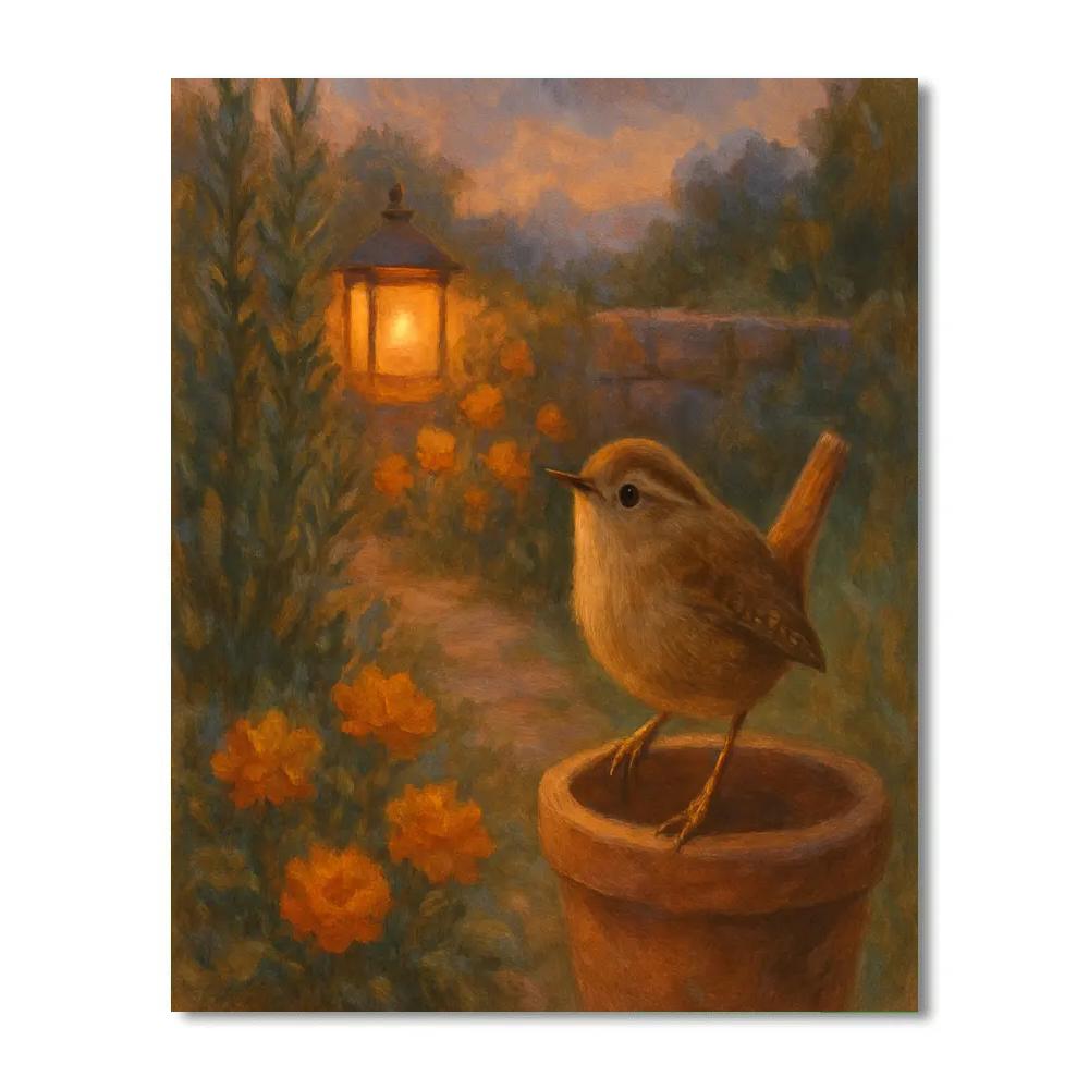 Lantern Light On The Wren Cottage Garden Number painting