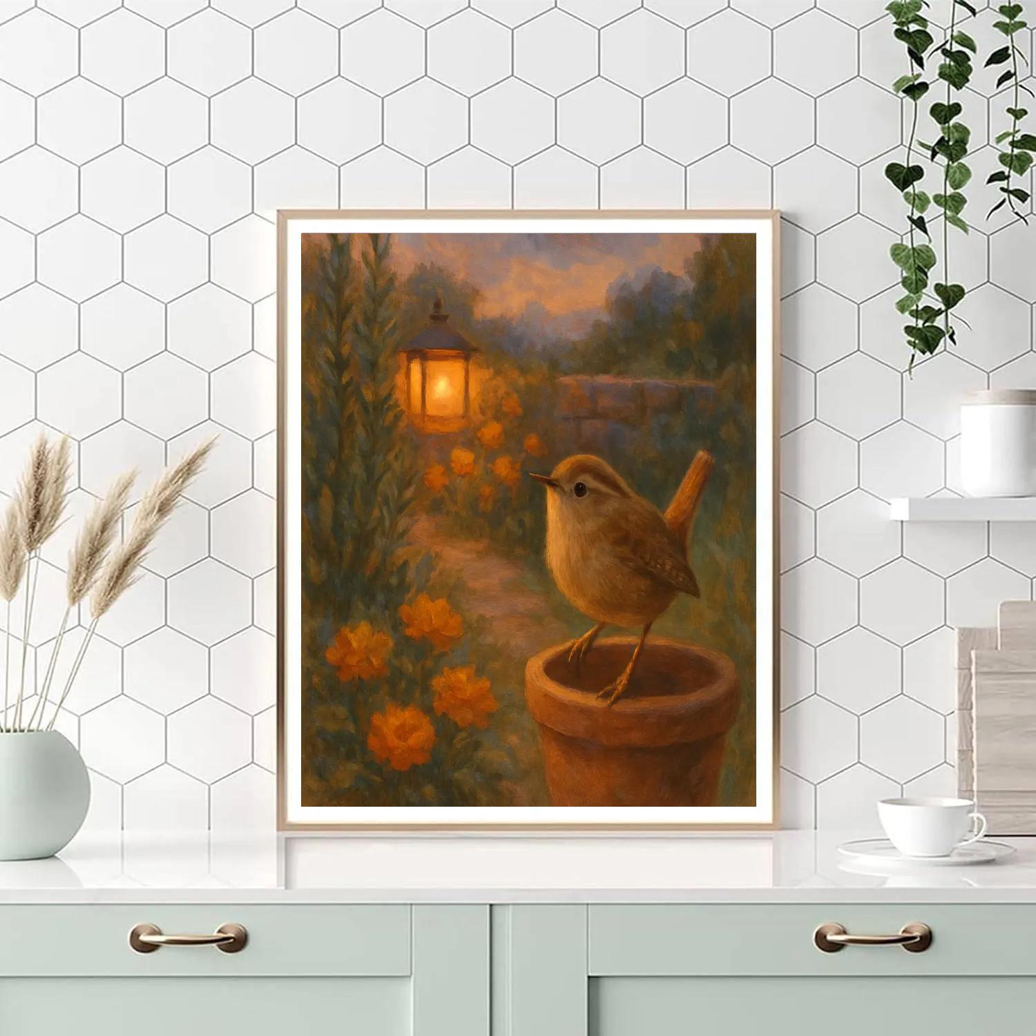 Lantern Light On The Wren Cottage Garden Number painting