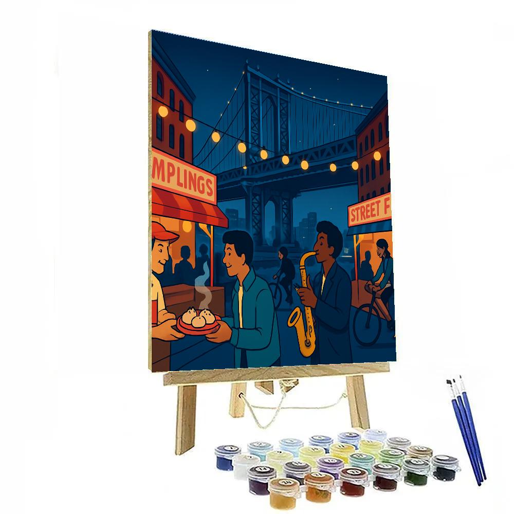 Midnight Food Stall Carnival New York paint by numbers