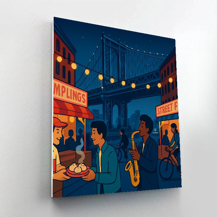 Midnight Food Stall Carnival New York paint by numbers