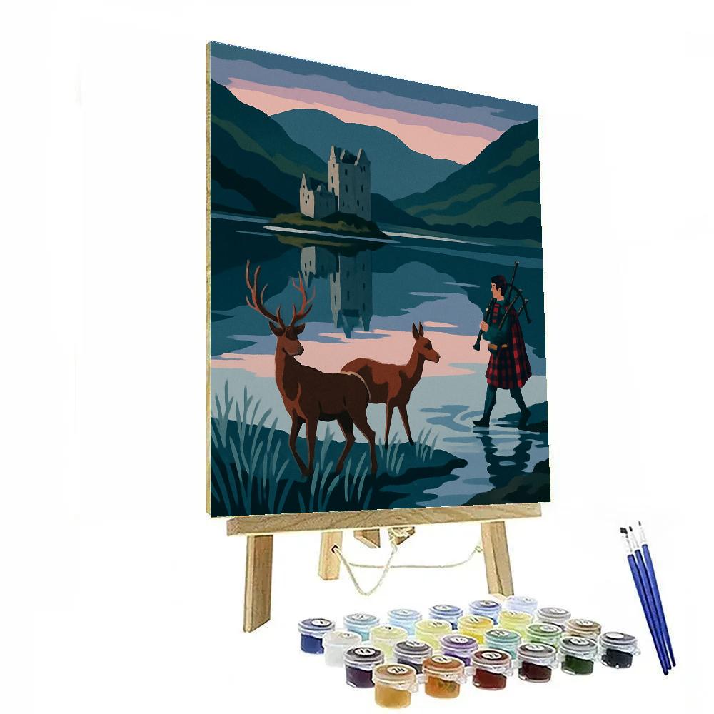 Loch Mirror In Scotland Twilight paint by number