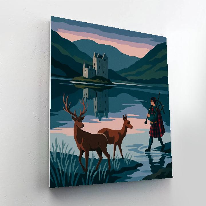 Loch Mirror In Scotland Twilight paint by number