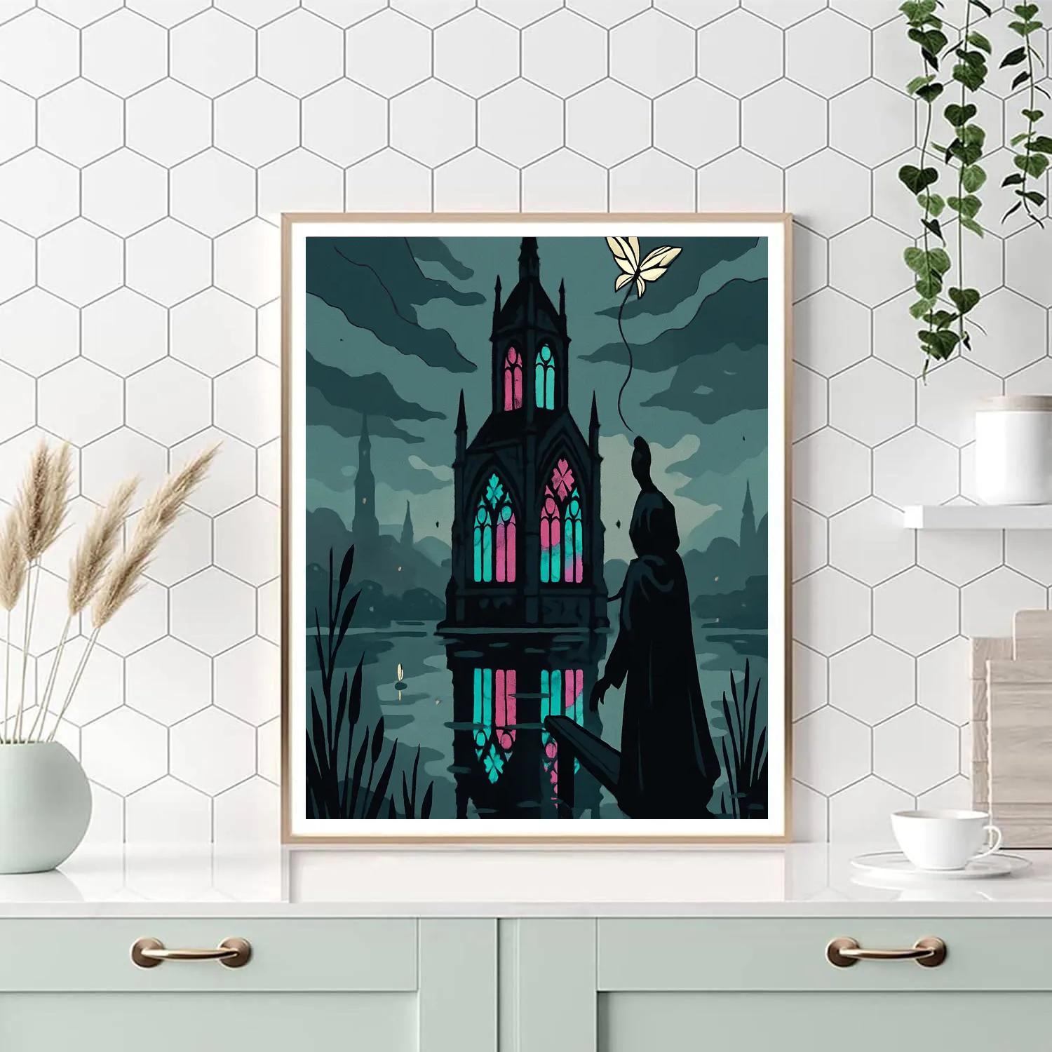 Gothic Lantern Cathedral In The Glass Marsh Paint by numbers kits