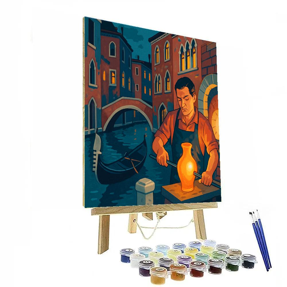 Glassmakers Workshop Venice At Dusk Number painting