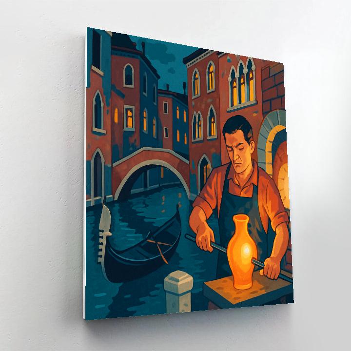 Glassmakers Workshop Venice At Dusk Number painting
