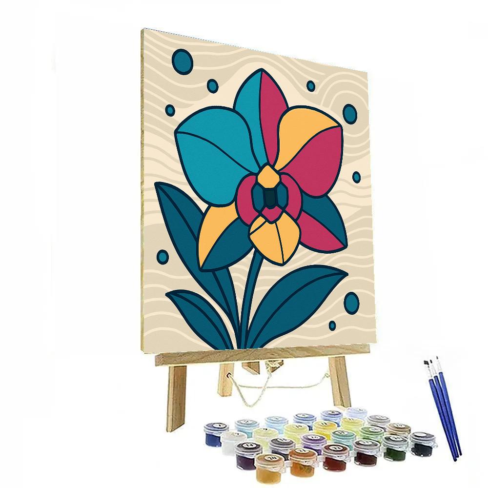 Tessellated Orchid In Abstract Motion painting number kit