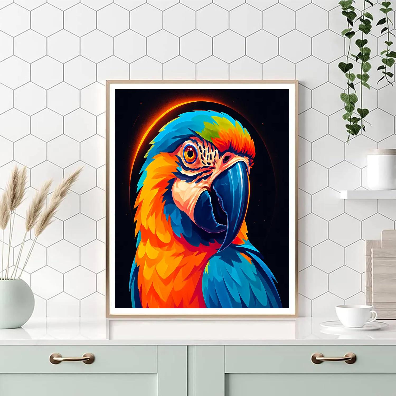 Solar Flare Macaw Gaze Paint by numbers art