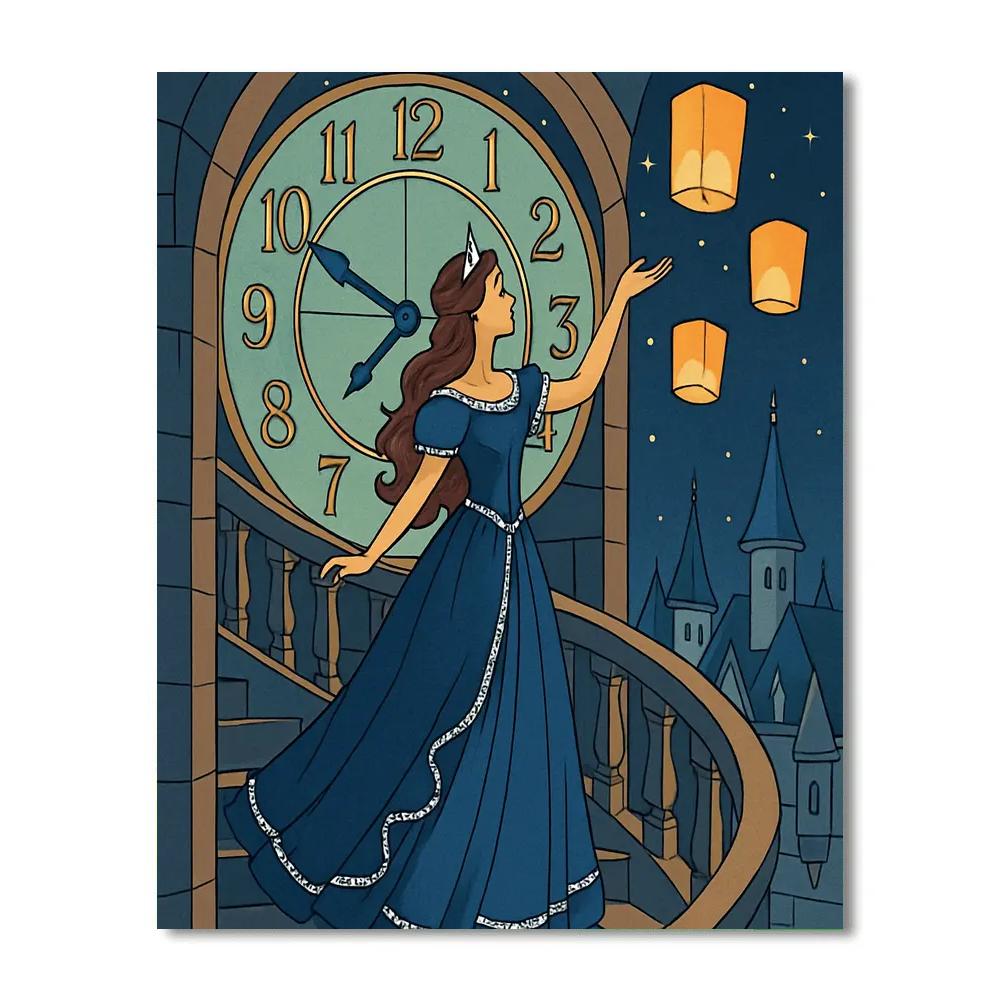 Moonlit Clocktower Princess Procession paint by number
