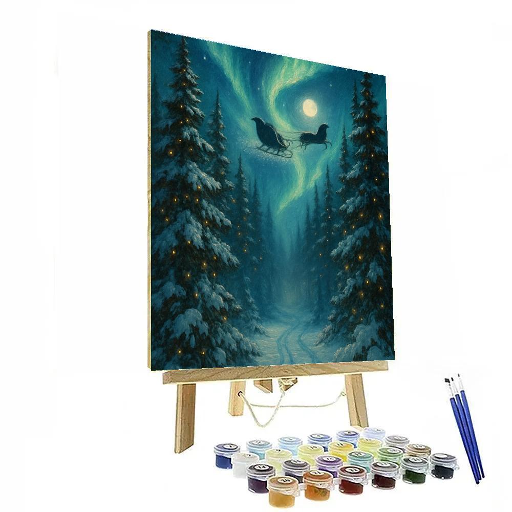 Aurora Sleigh Over The Pine Cathedral Numbered painting kits