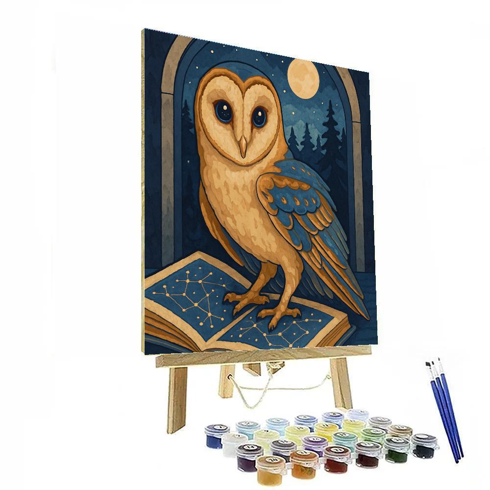 Celestial Map Owl In Indigo Library Number painting