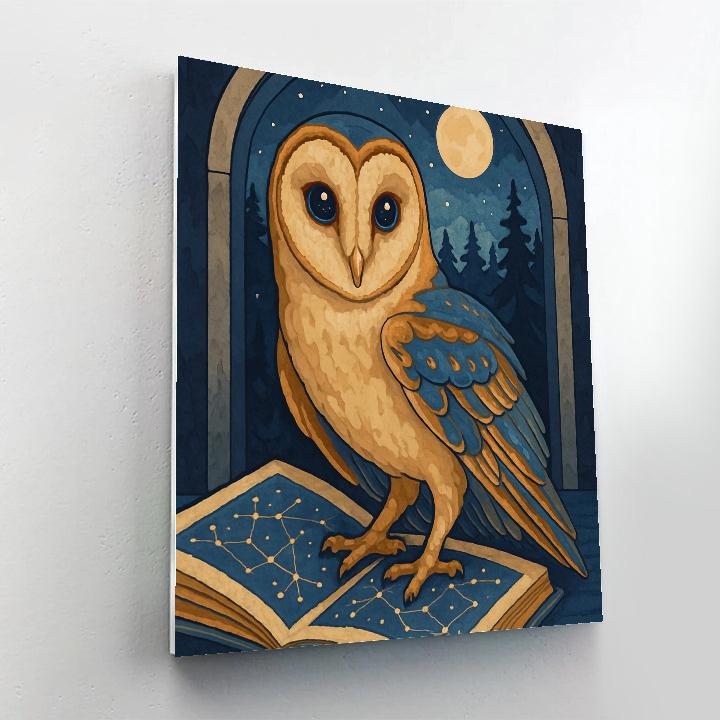 Celestial Map Owl In Indigo Library Number painting
