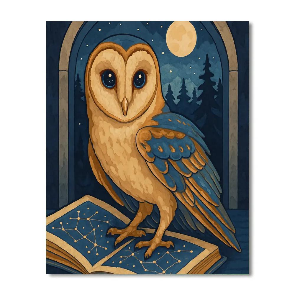 Celestial Map Owl In Indigo Library Number painting