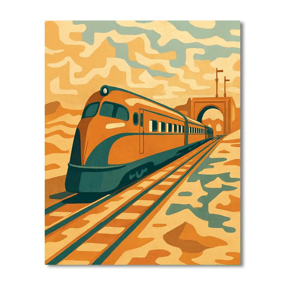 Clockwork Desert Train Mirage Painting by numbers kit