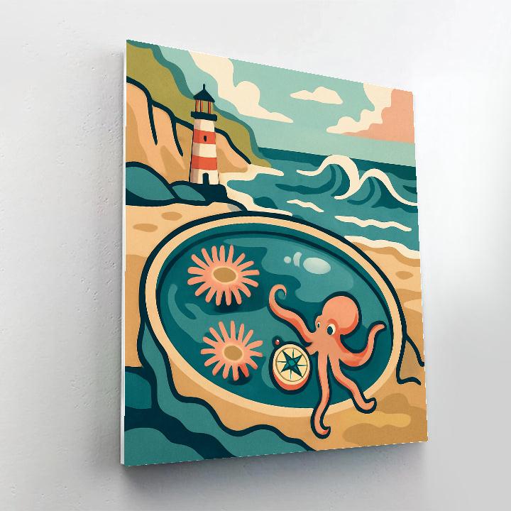 Lighthouse Glass Tide Pool Ocean Number painting