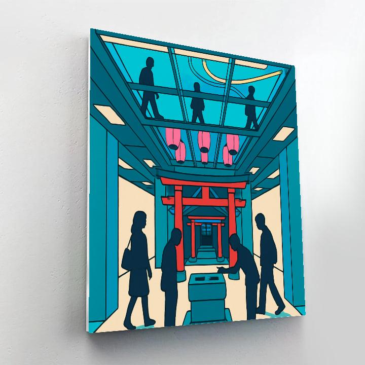 Neon Meets Shrine Japan Night Passage DIY paint by numbers
