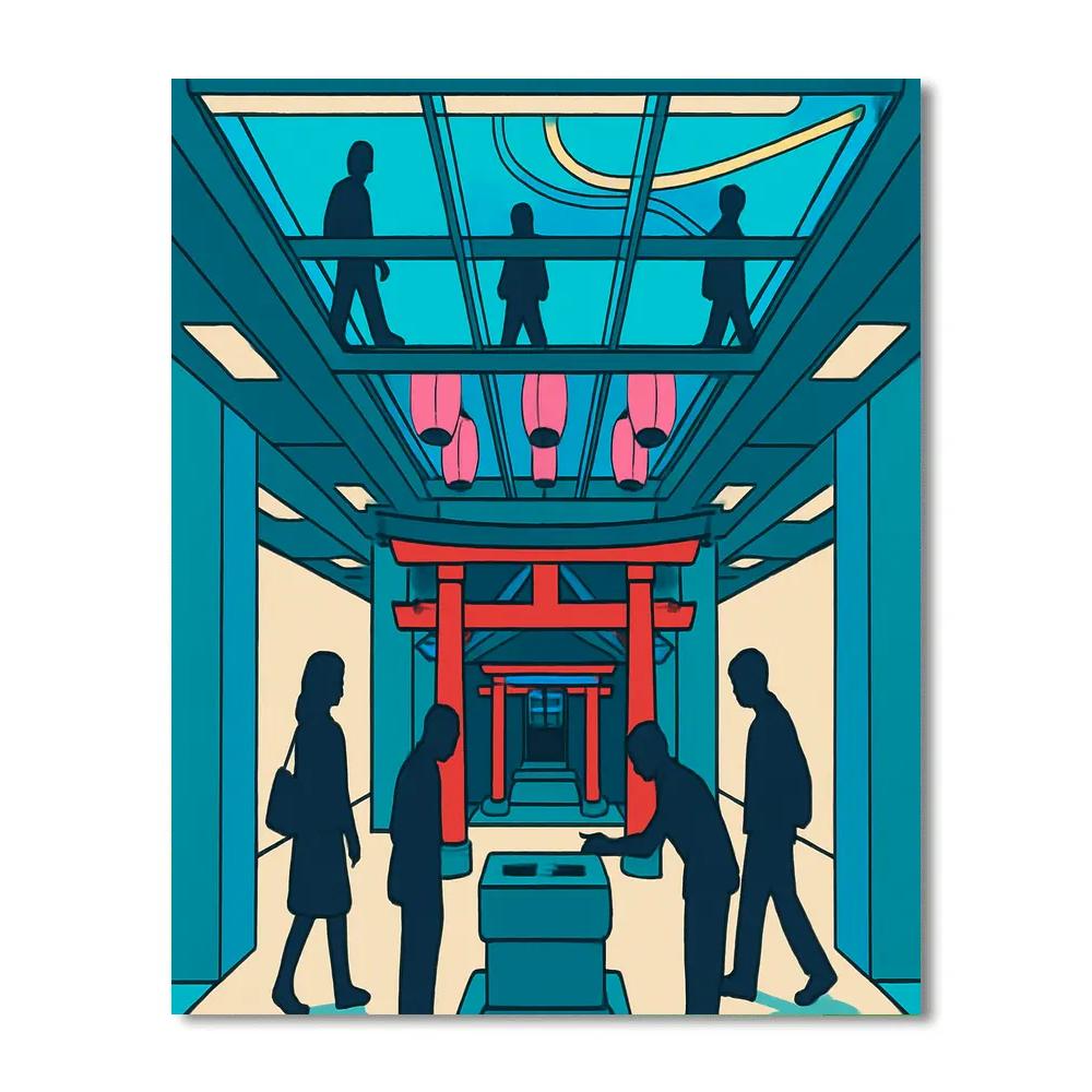 Neon Meets Shrine Japan Night Passage DIY paint by numbers