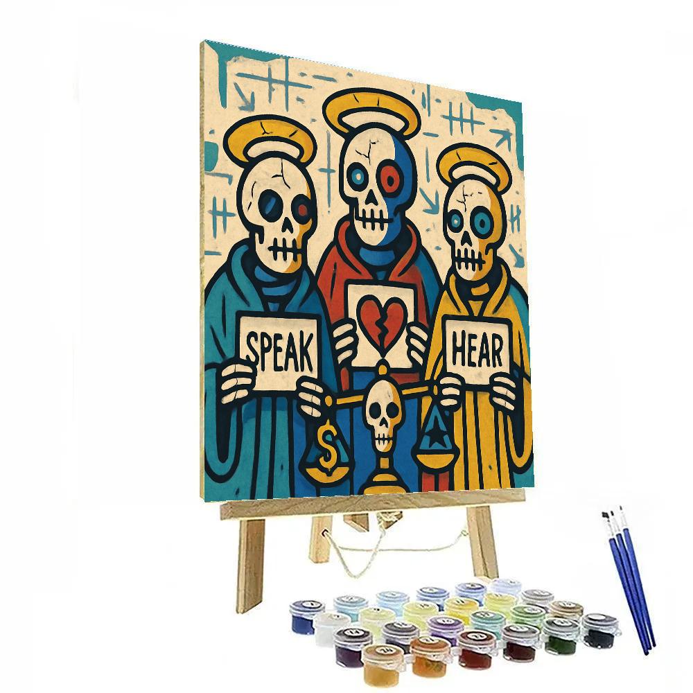 Basquiat Crowned Tribunal Number painting