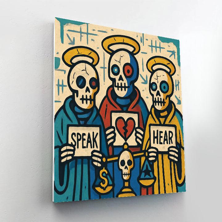 Basquiat Crowned Tribunal Number painting