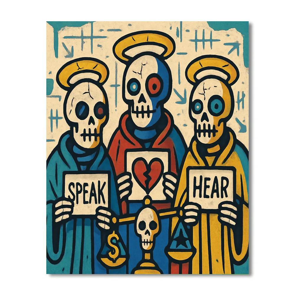 Basquiat Crowned Tribunal Number painting