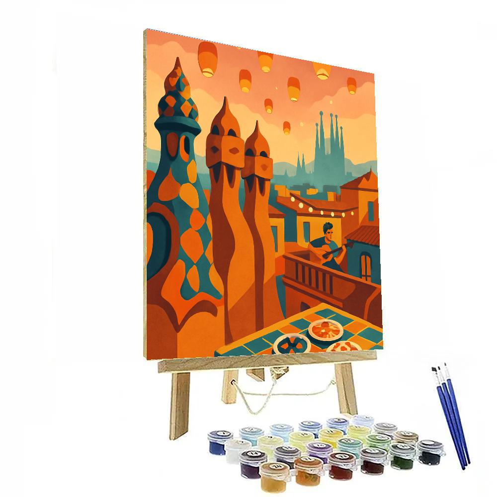 Cathedral Rooftops With Spain Twilight Lanterns Number painting