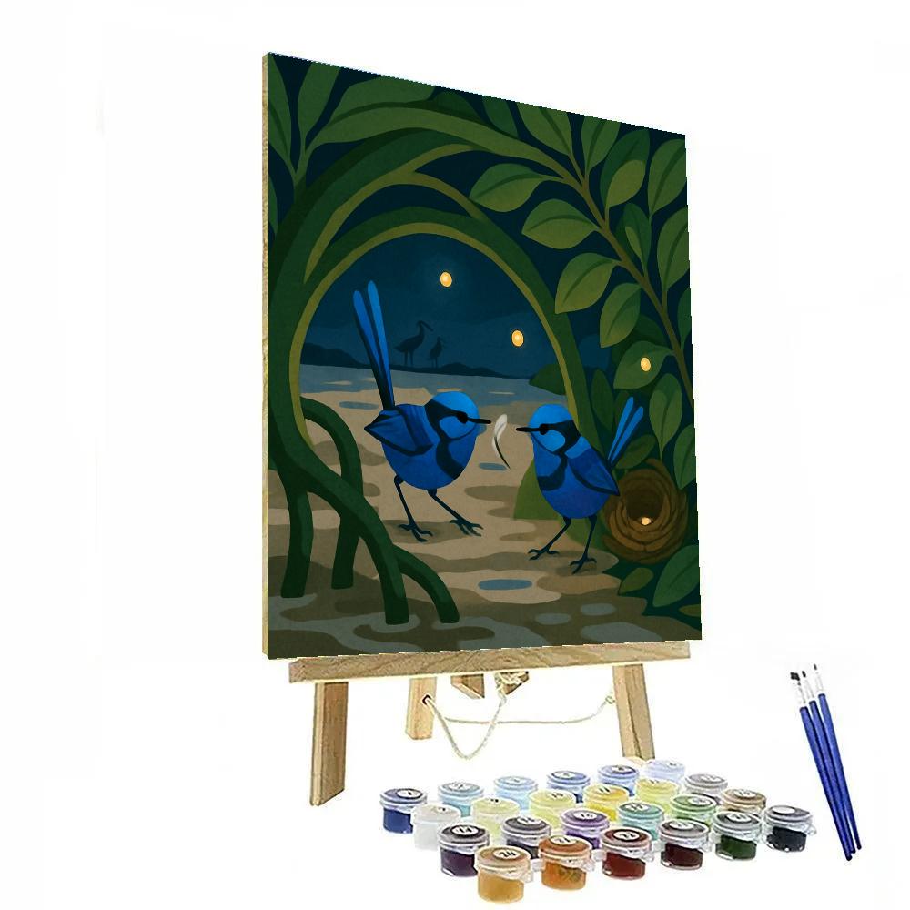 Mangrove Canopy With Birds In Evening Bloom paint by color