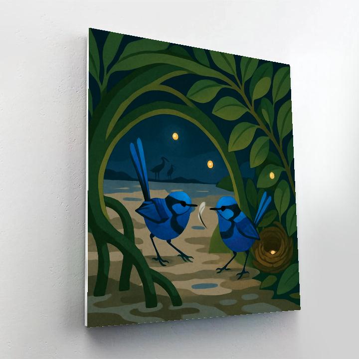 Mangrove Canopy With Birds In Evening Bloom paint by color