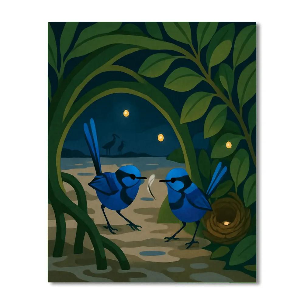 Mangrove Canopy With Birds In Evening Bloom paint by color