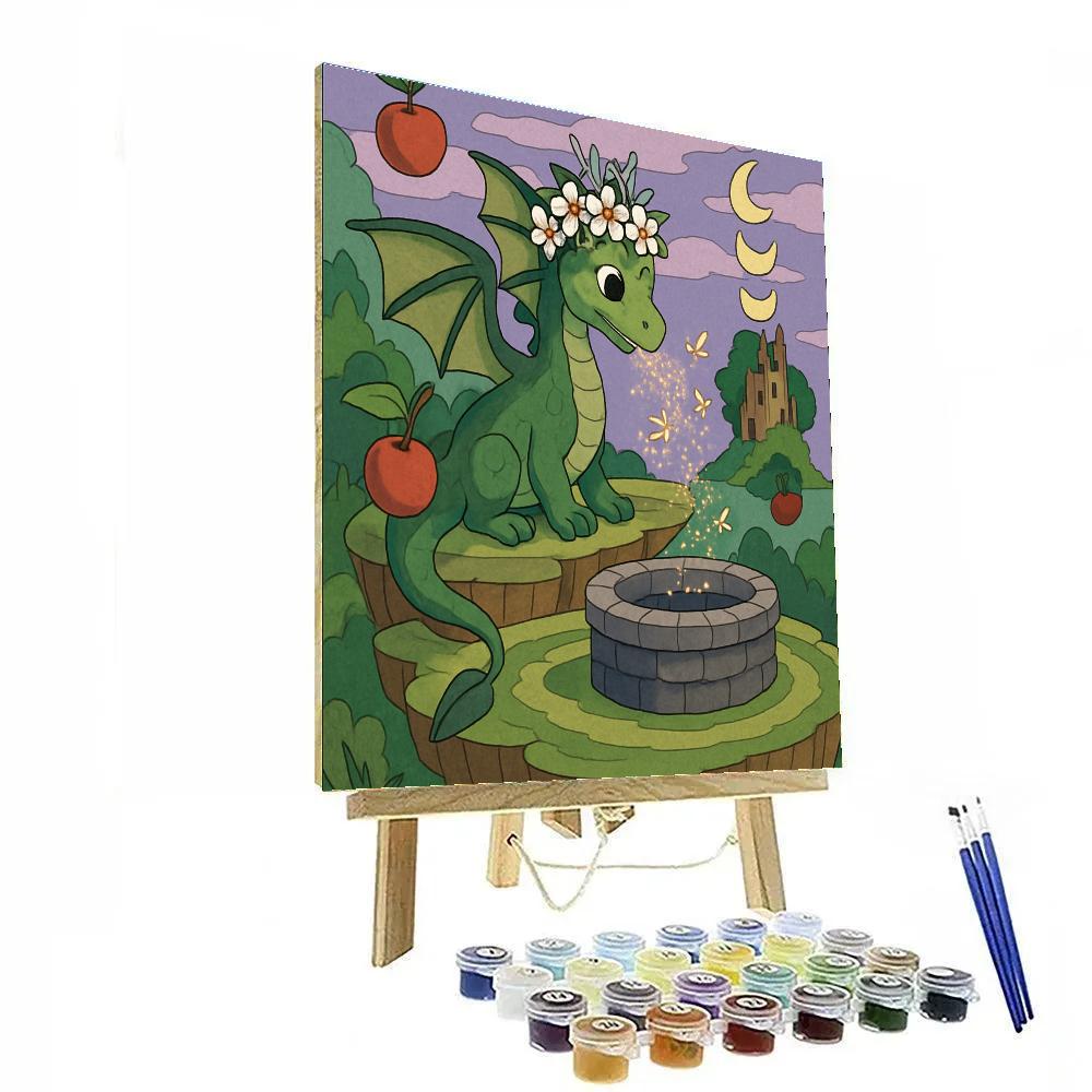 Fantasy Crowned Orchard Dragon Number painting