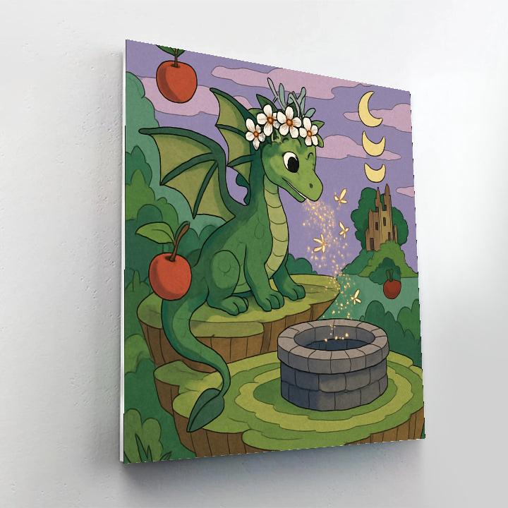 Fantasy Crowned Orchard Dragon Number painting