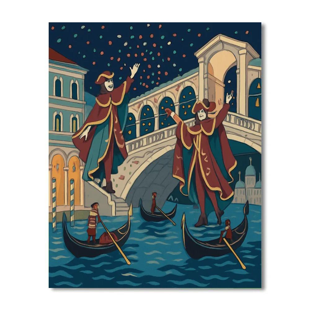 Carnival Moonlit Venice Canalscape Numbered painting kits