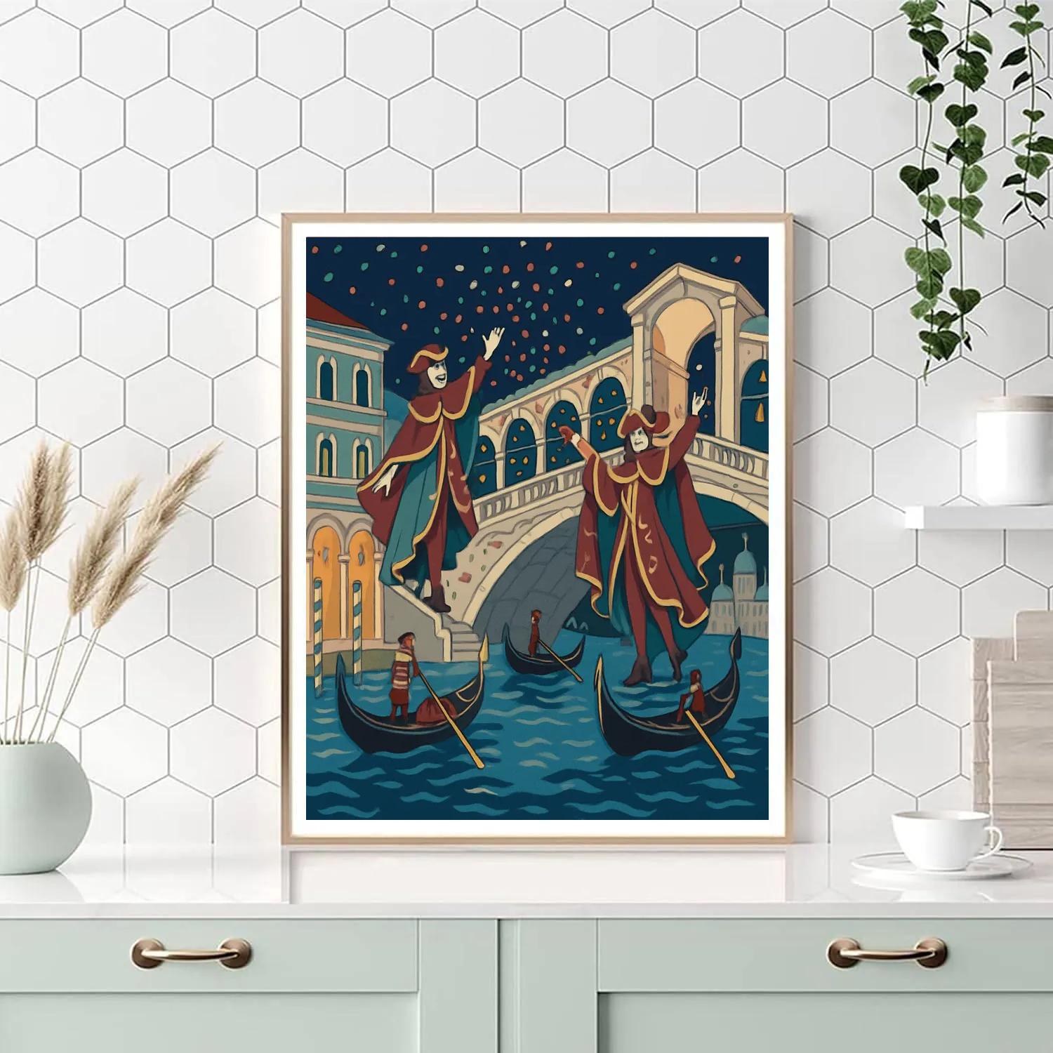 Carnival Moonlit Venice Canalscape Numbered painting kits