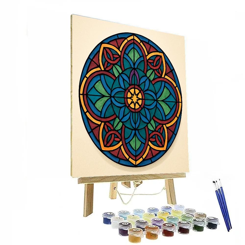 Cathedral Glass With Mandala Lattice Paint by numbers art