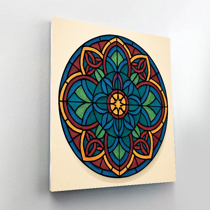 Cathedral Glass With Mandala Lattice Paint by numbers art