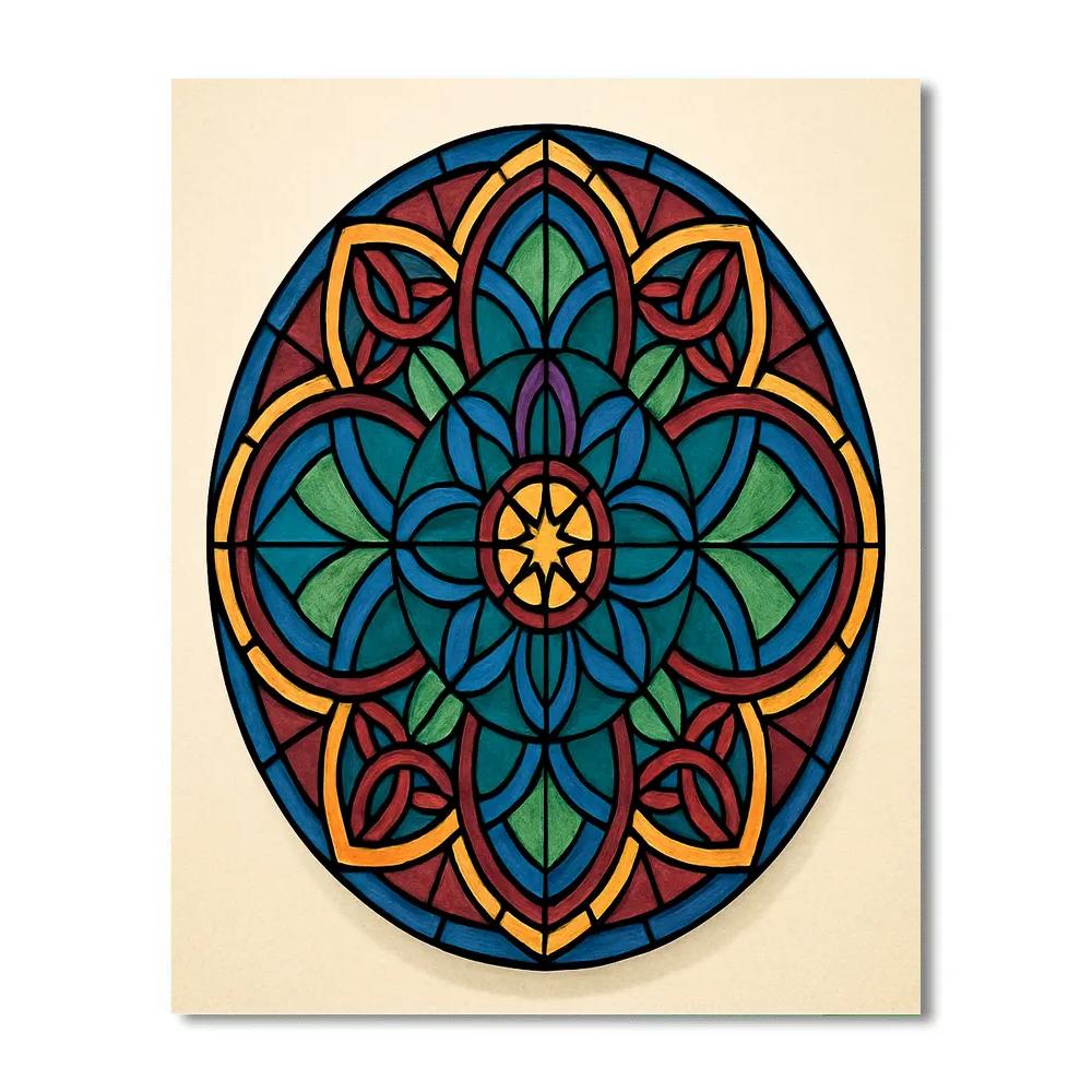 Cathedral Glass With Mandala Lattice Paint by numbers art