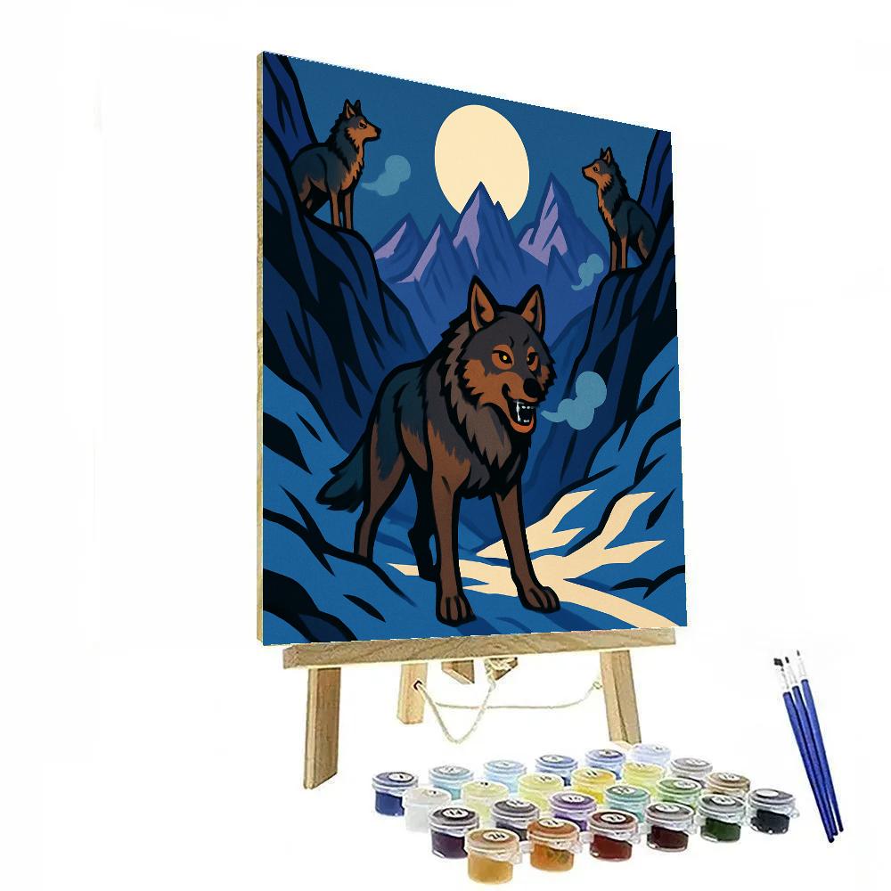 Frozen Pass With Wolf Sentries paint by number