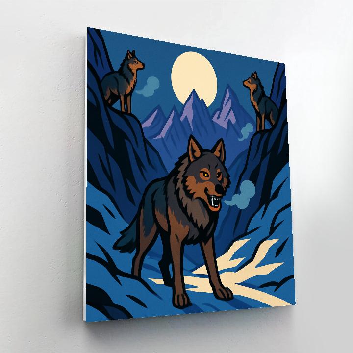 Frozen Pass With Wolf Sentries paint by number