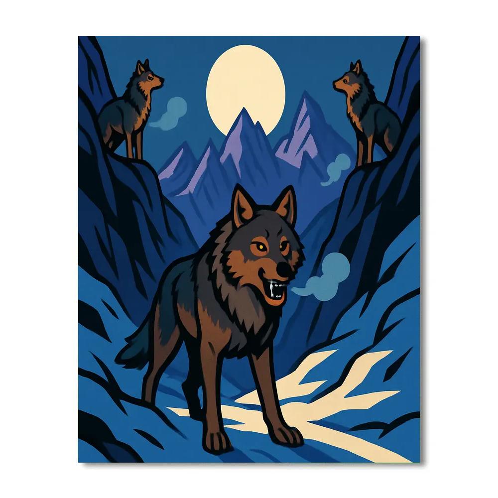 Frozen Pass With Wolf Sentries paint by number