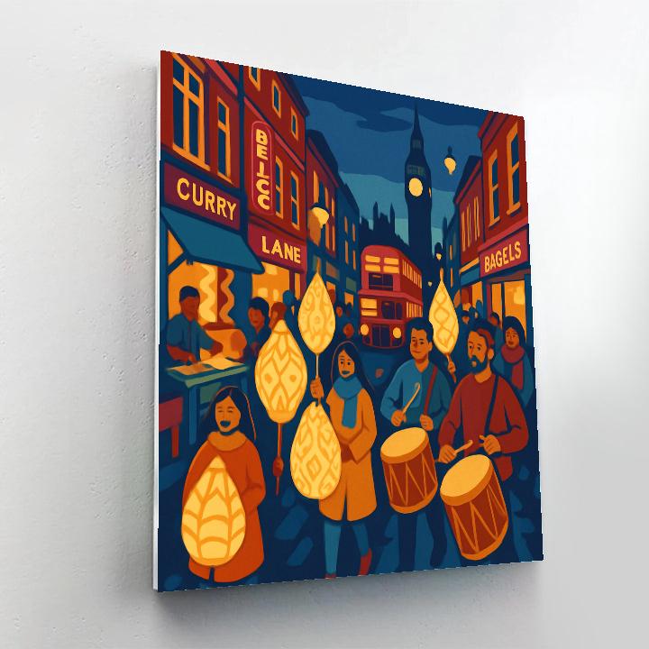 Lantern Parade Over Brick Lane London paint by color