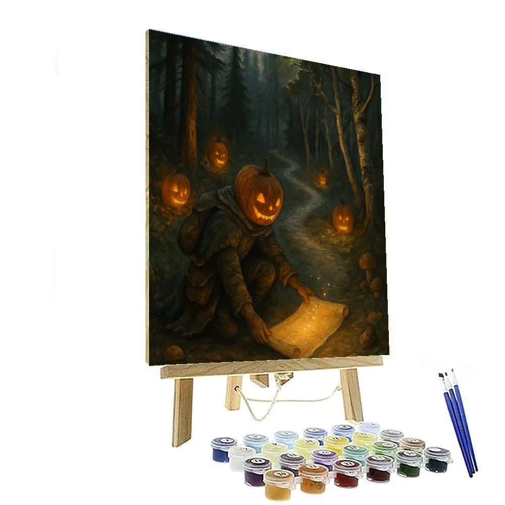 Pumpkin Head Cartographer Of The Moonlit Trail Numbered painting kits